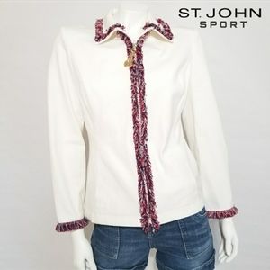 💯 St. John Sport Fringe Trim Jacket